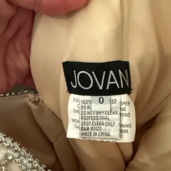 Jovani Cream Beaded Feather Mini Dress - Picture 3 of 9